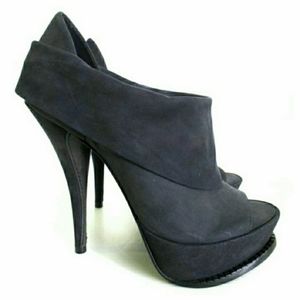 Dark Grey Heeled Booties - Size 6.5